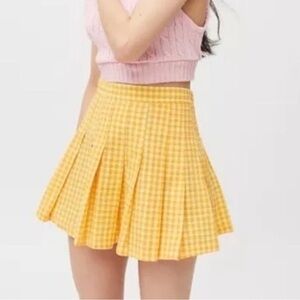 Urban Outfitters Women's M Medium Katie Plaid Mini Skirt Pleated Seersucker